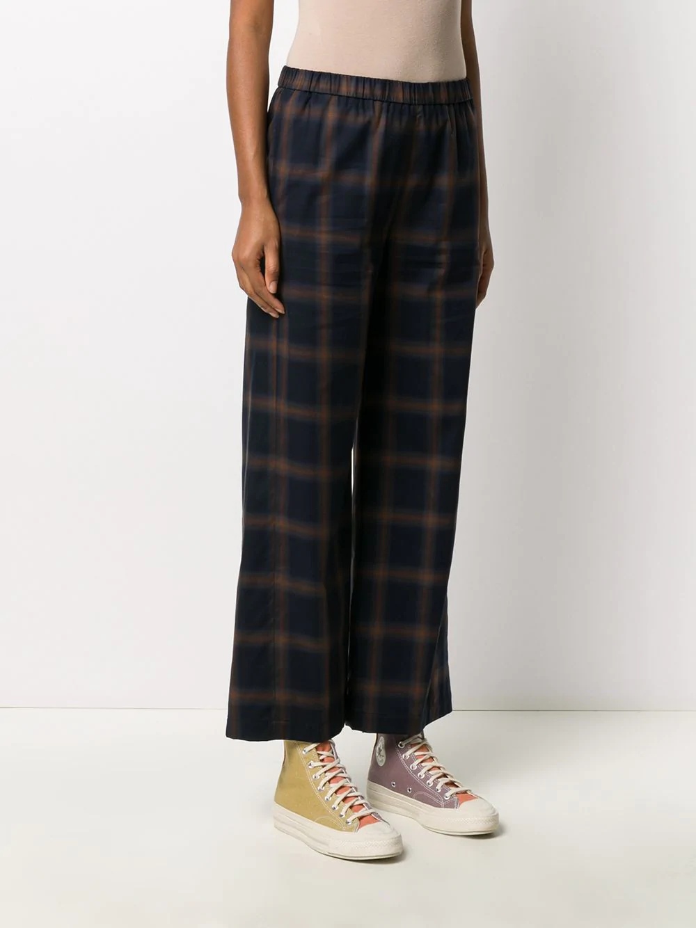 plaid wide-leg trousers - 3