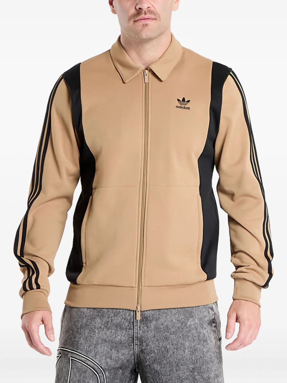 panel stripes zipped sweatshirt - 1