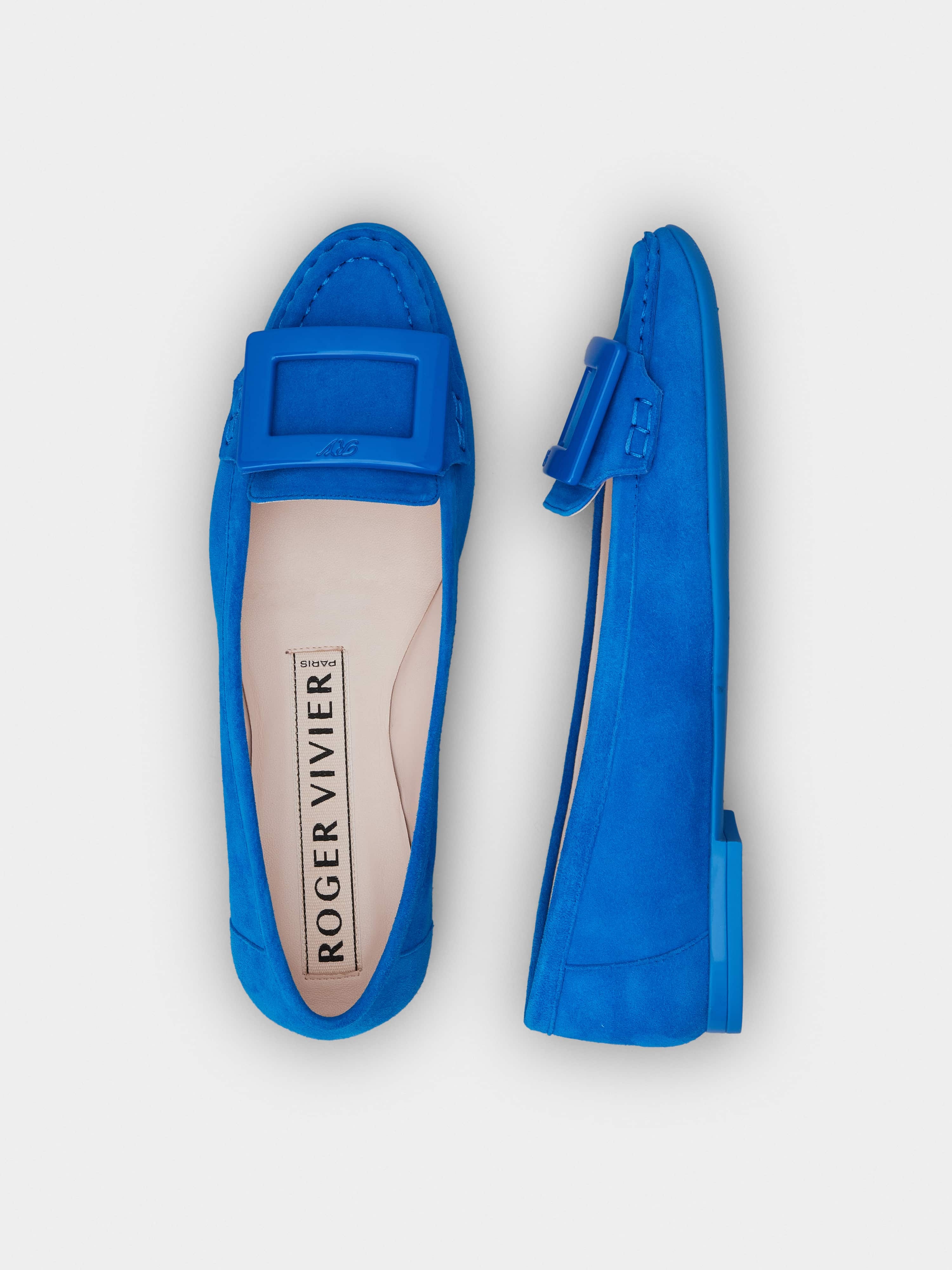 Lacquered Buckle Loafers  in Suede - 4