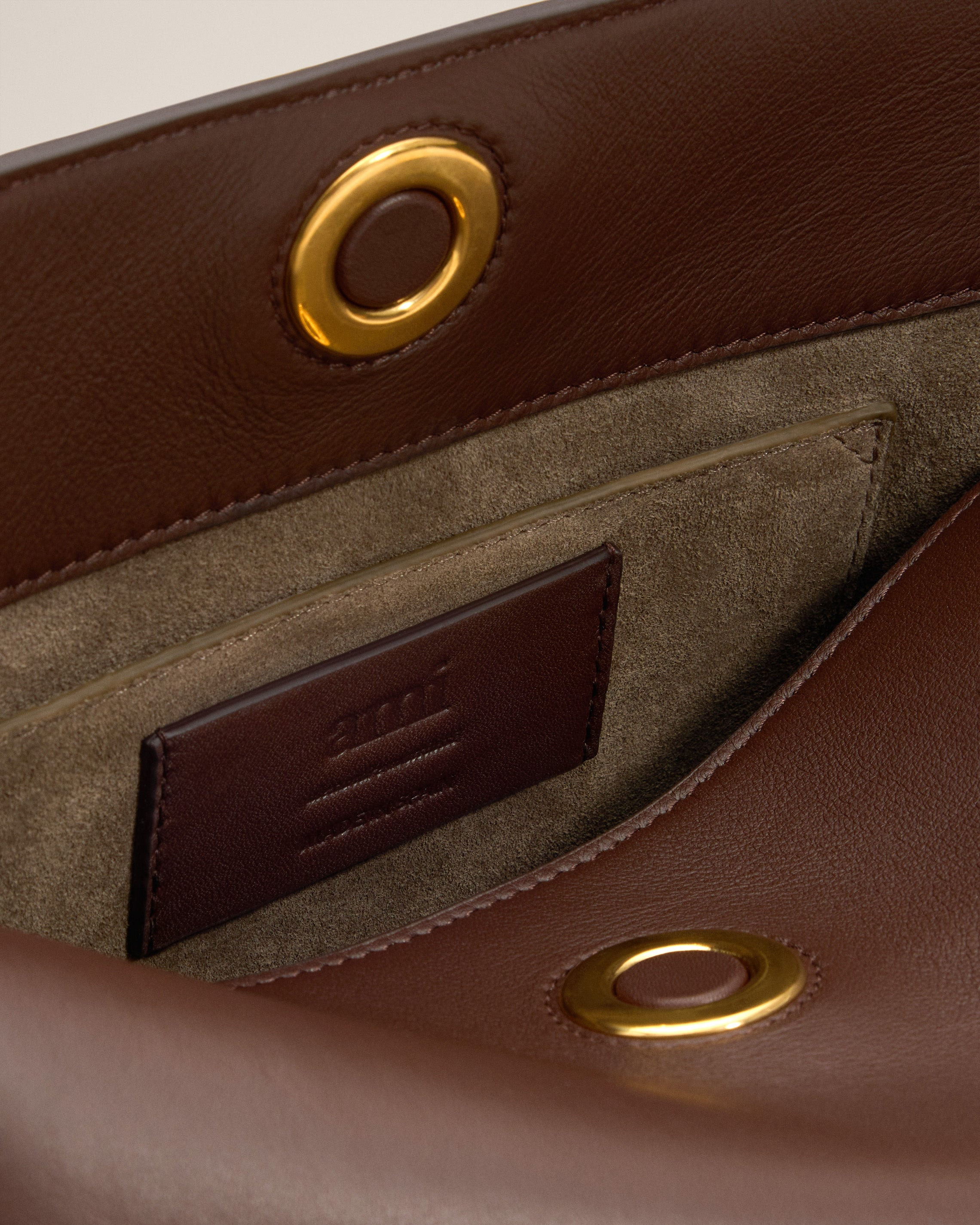 BROWN  SMOOTH LEATHER CARROUSEL BAG - 7