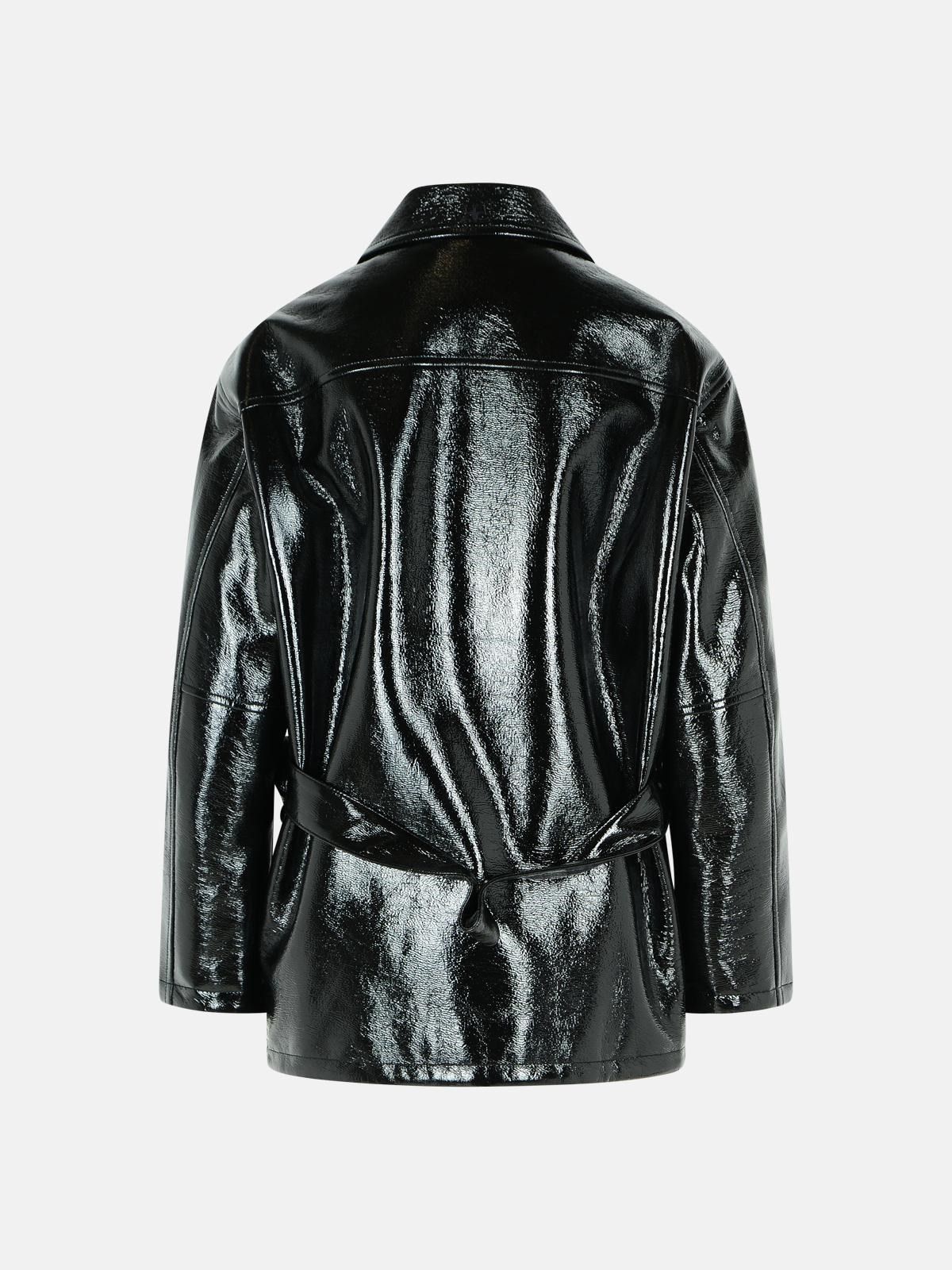 'VINYL' BLACK COTTON BLEND JACKET - 3