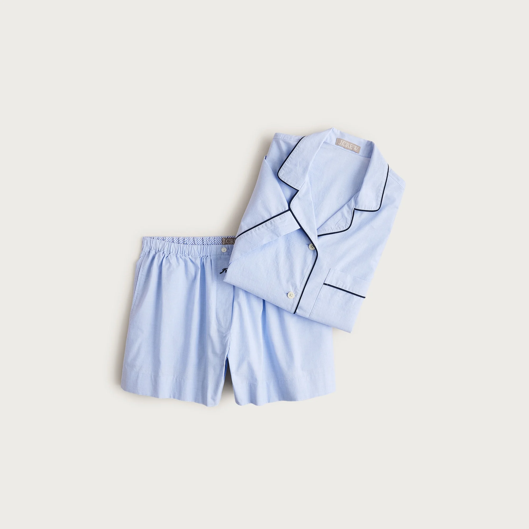 Pajama short set in end-on-end cotton - 1