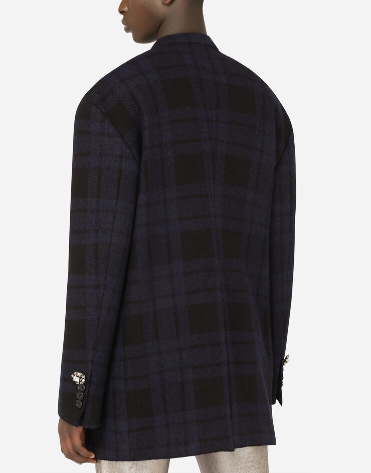 Deconstructed double-breasted checked jersey jacket - 5