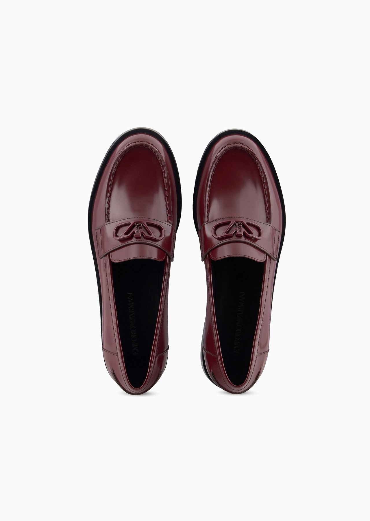 Brushed leather loafers with eagle plate - 3