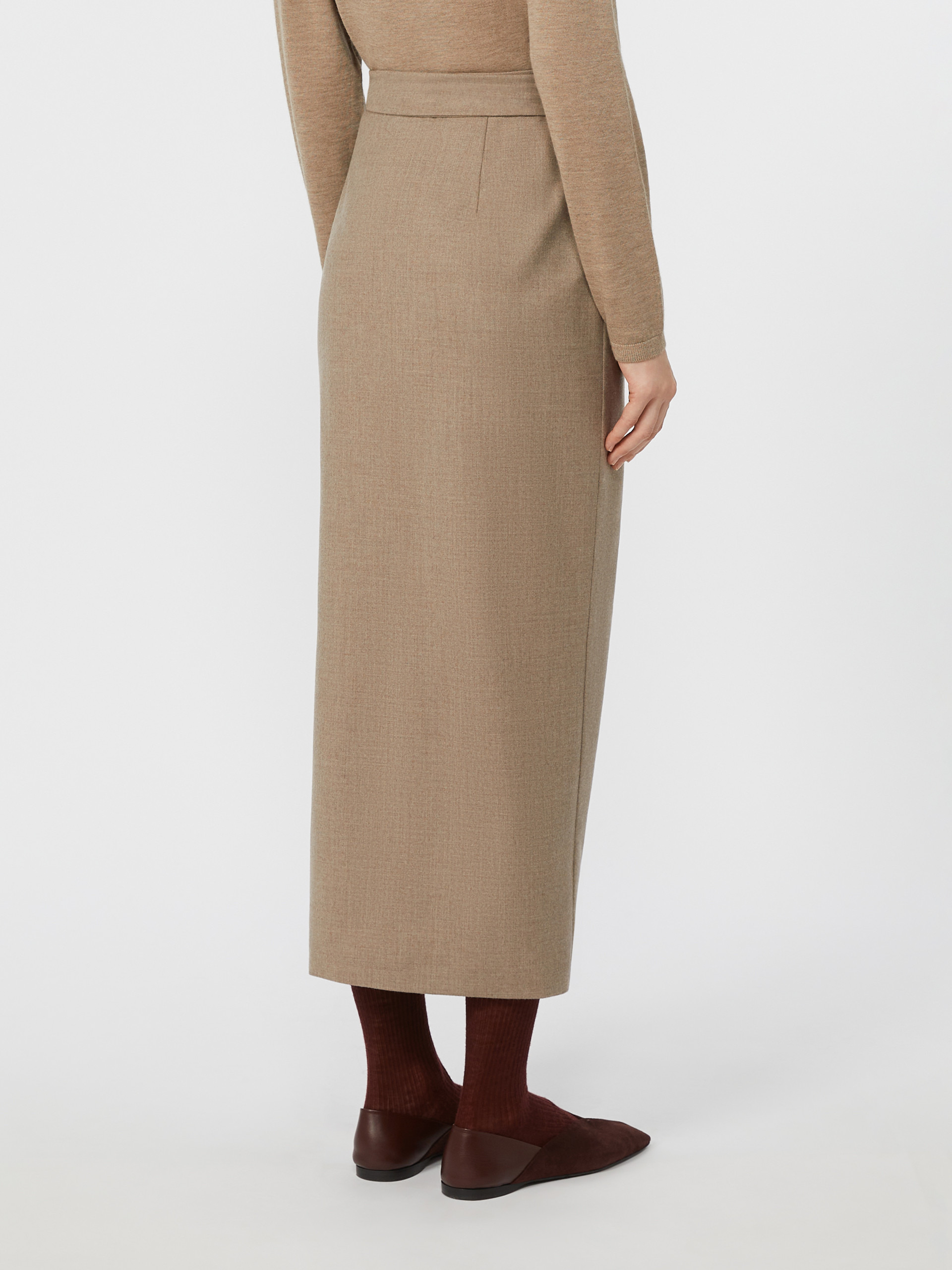 BINGO Long, stretch-cashmere skirt - 4