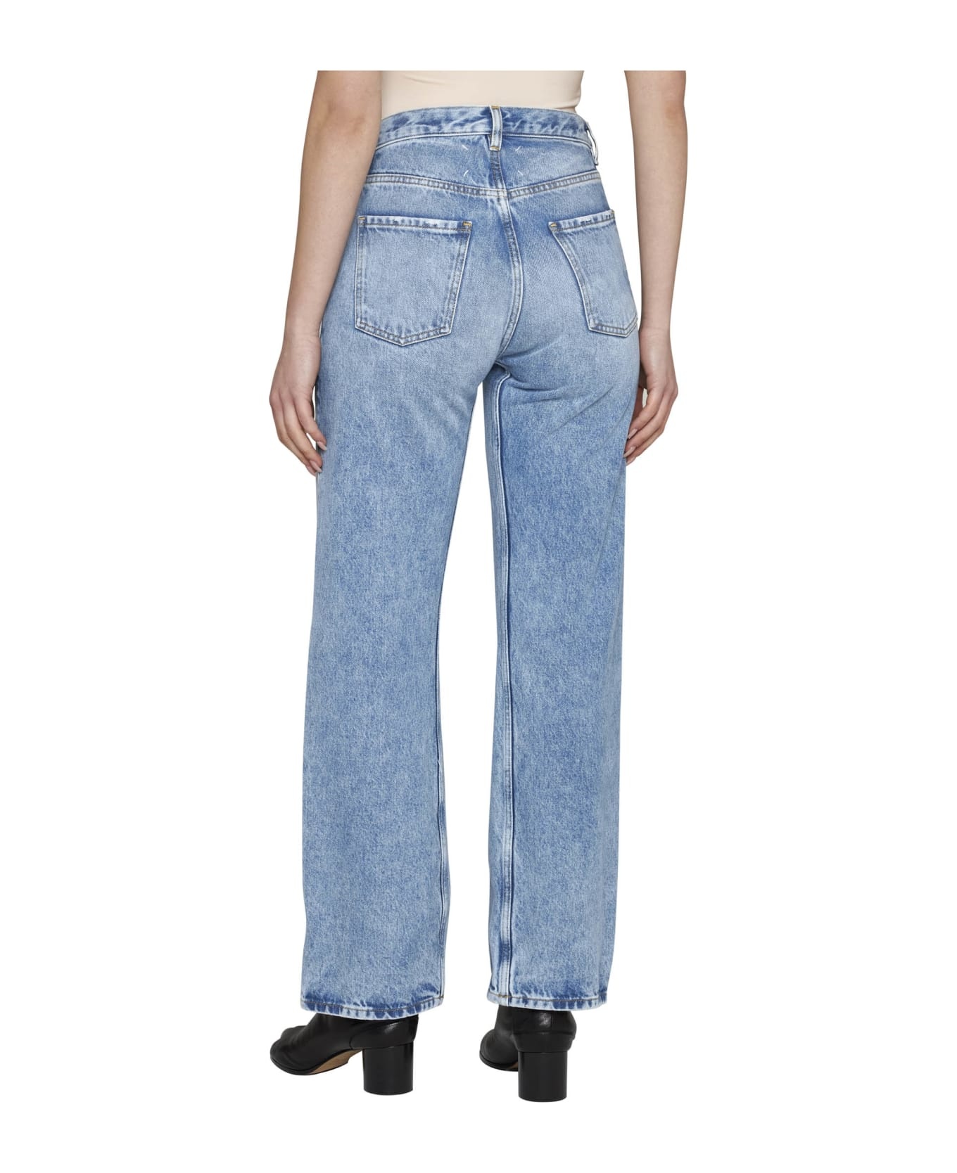Straight Denim Jeans With Contrasting Pockets - 4