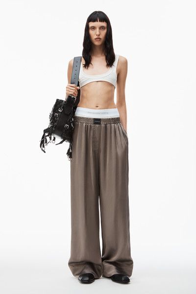 Alexander Wang logo boxer pant in shiny cupro twill outlook