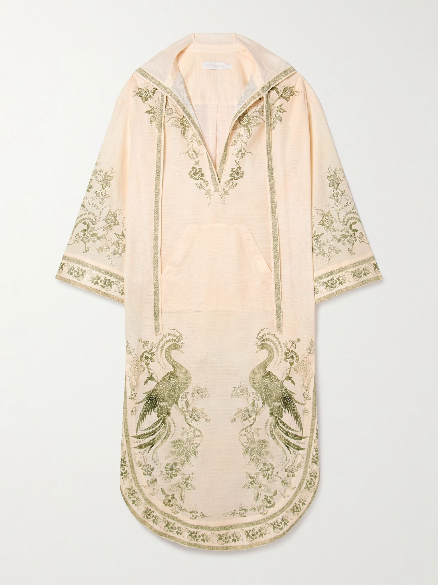 Ascension hooded printed cotton-voile midi dress Cream - 1