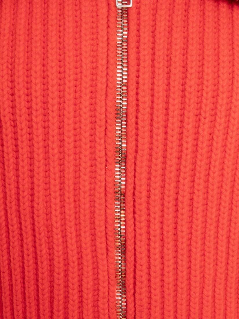 Funnel Neck Zip Through Cardigan in Orange - 5