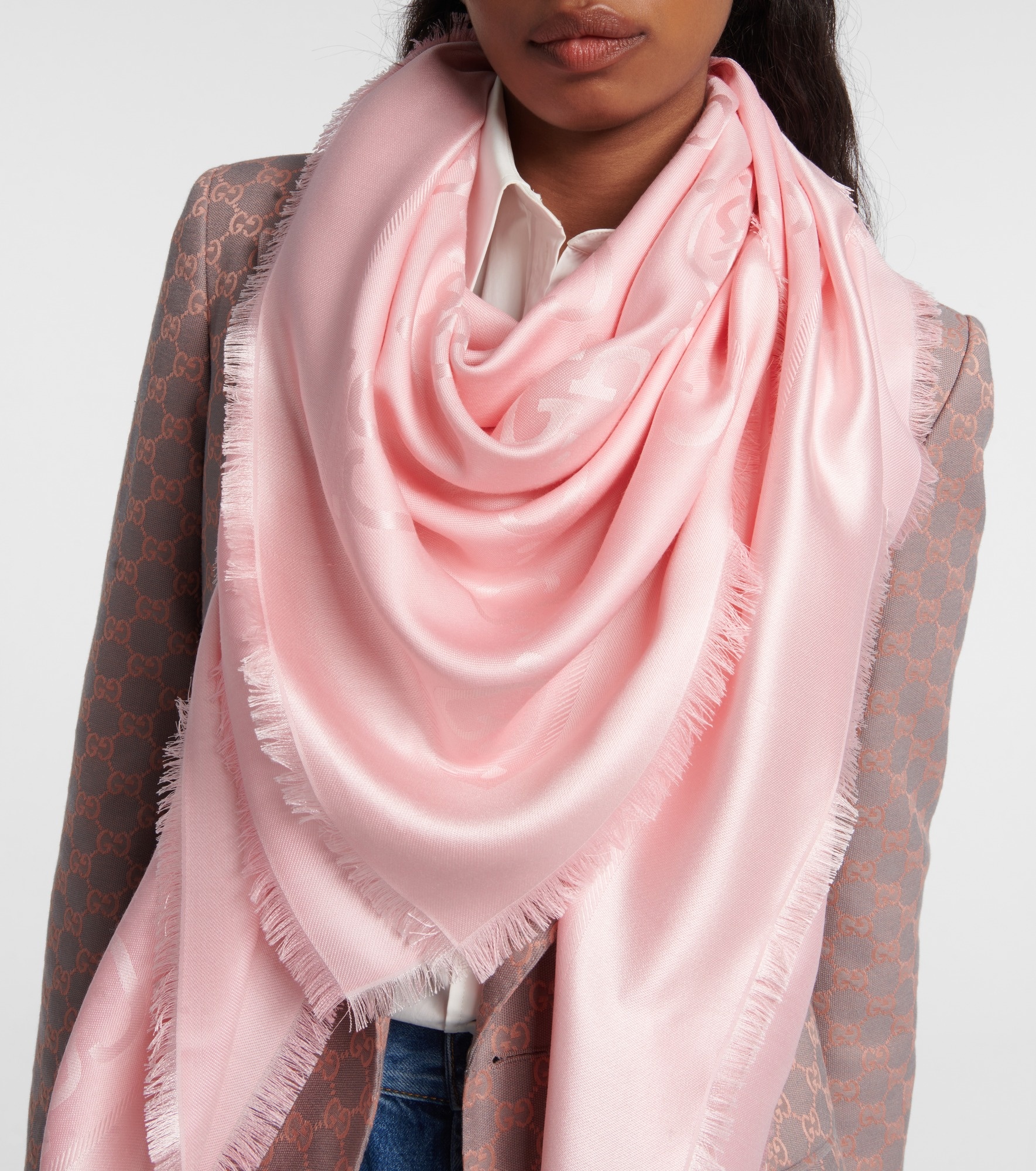 GG jacquard silk and wool scarf - 2