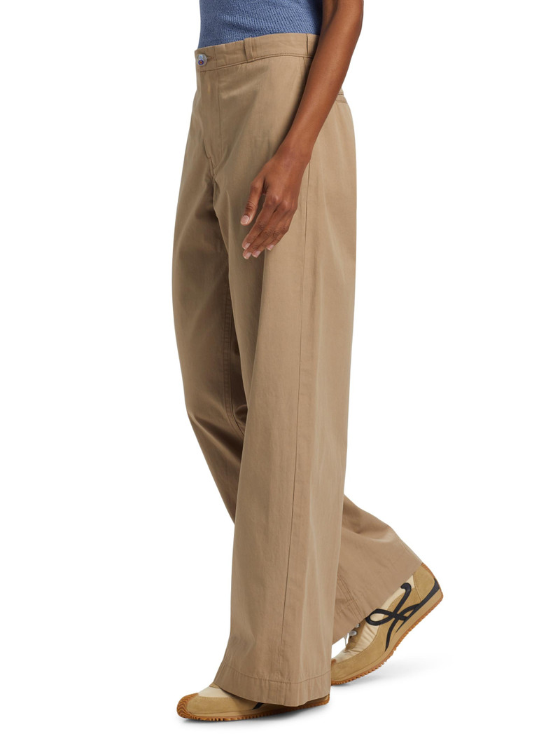 Women's Silvano Cotton Mid-Rise Wide Leg Pants - Khaki 4