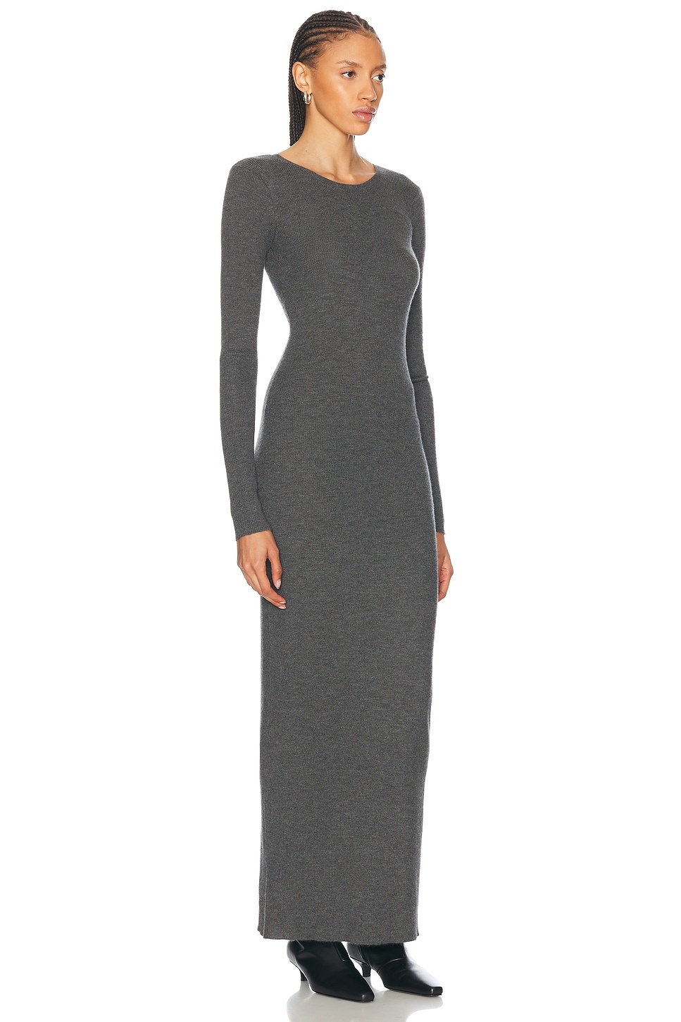 Long Sleeve Crewneck Cashmere Maxi Dress - 2