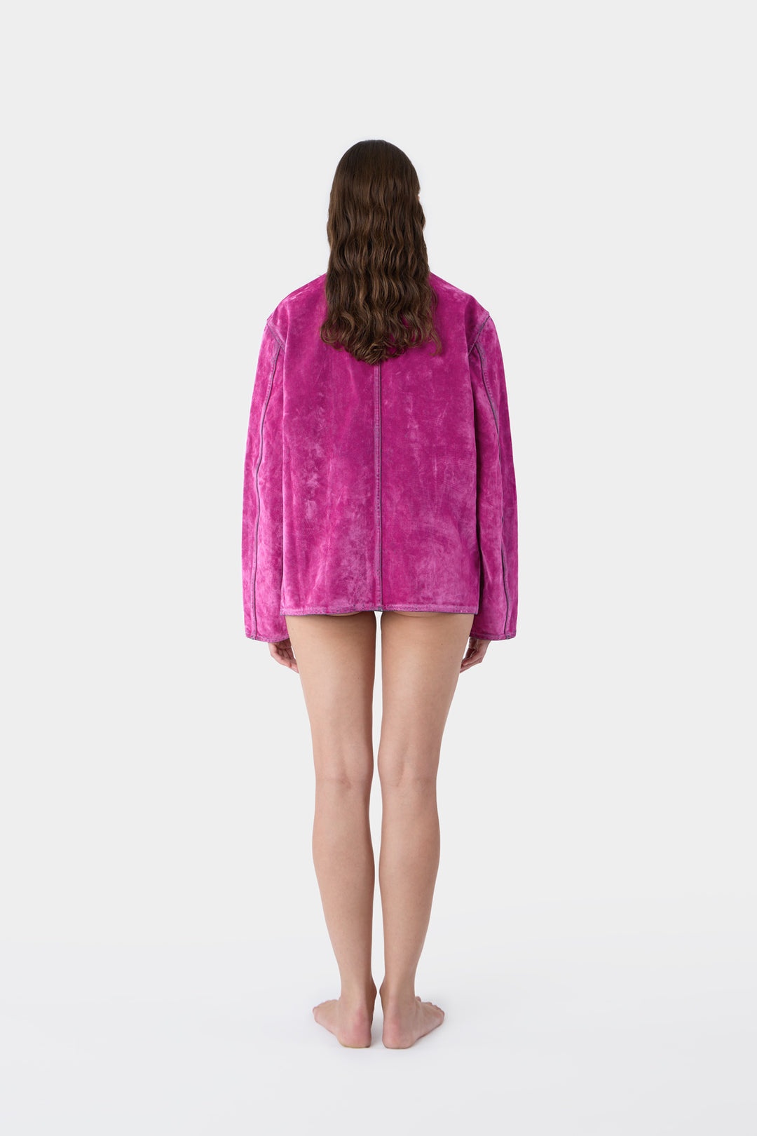 UTILITY BLAZER / flocked denim / fuchsia - 8
