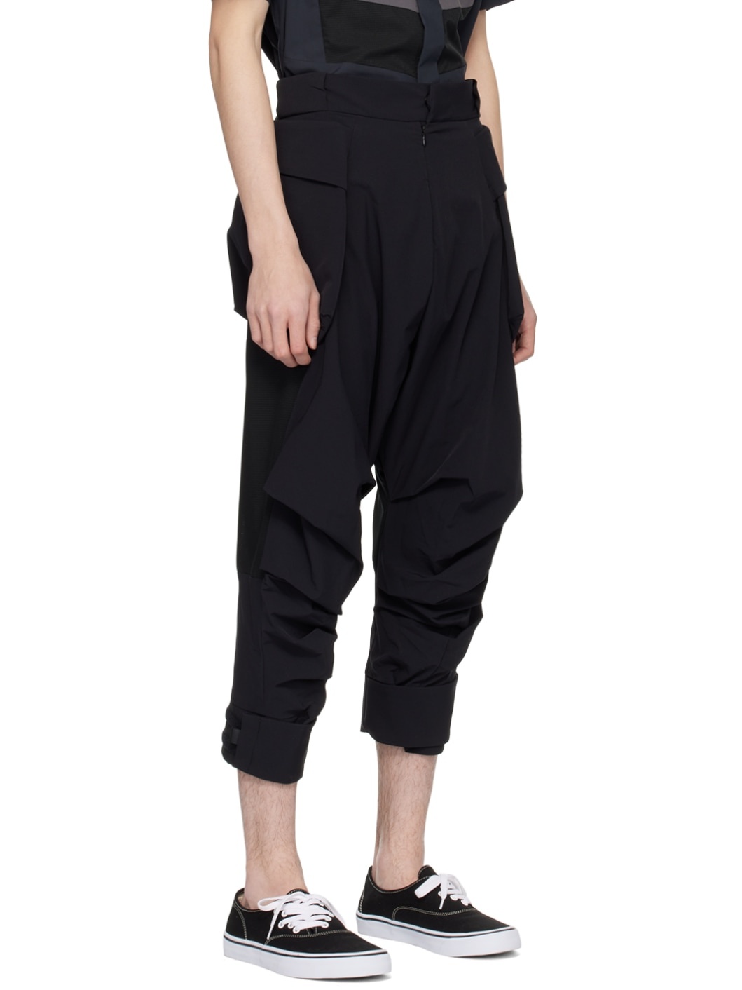 Black Paneled Trousers - 2