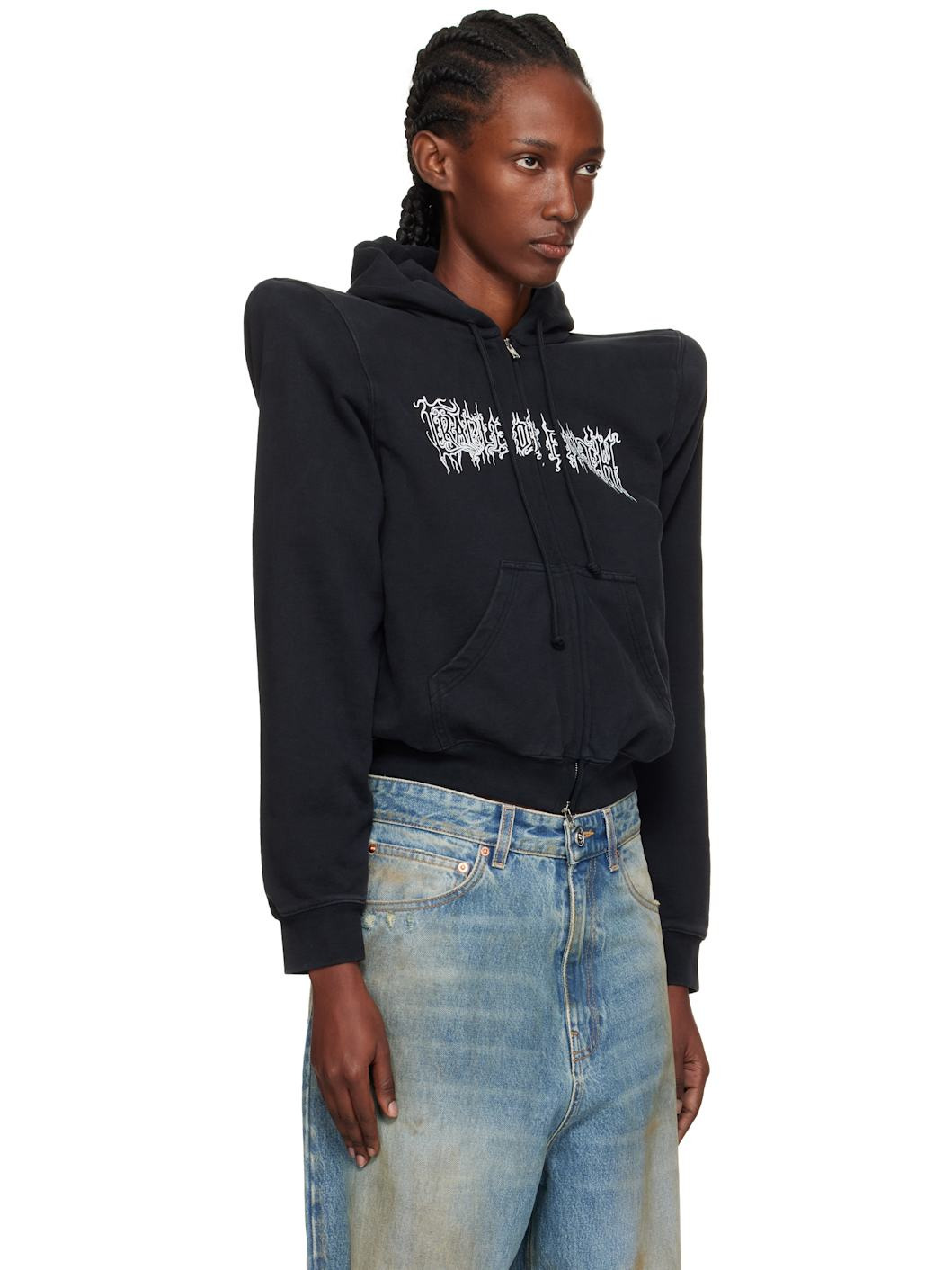 Black Cradle of Filth Logo Extreme Shoulder Hoodie - 2