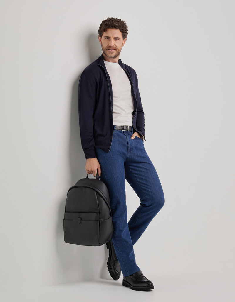 Canali BLUE FIVE-POCKET DENIM PANTS outlook