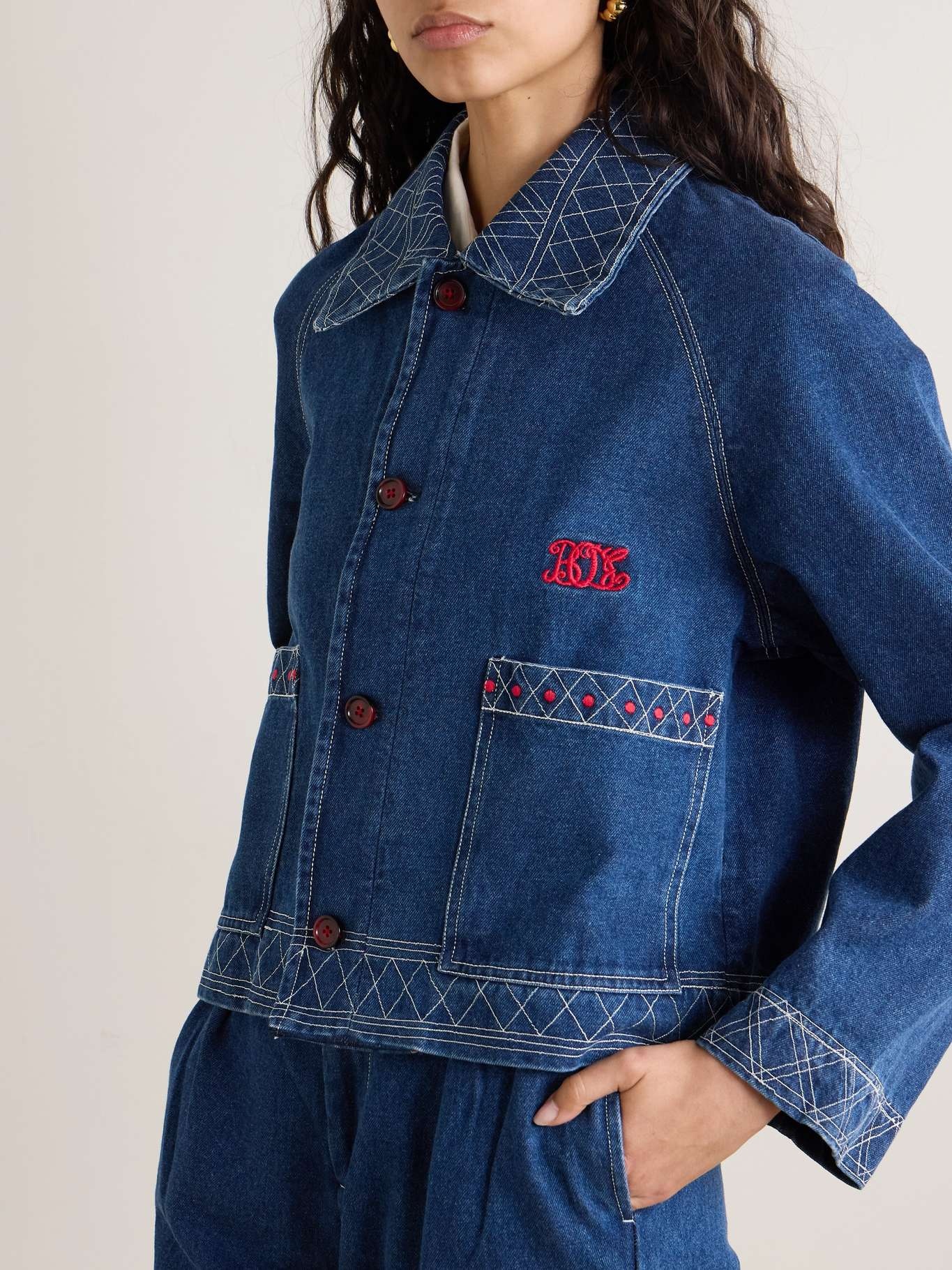 Embroidered denim jacket - 3