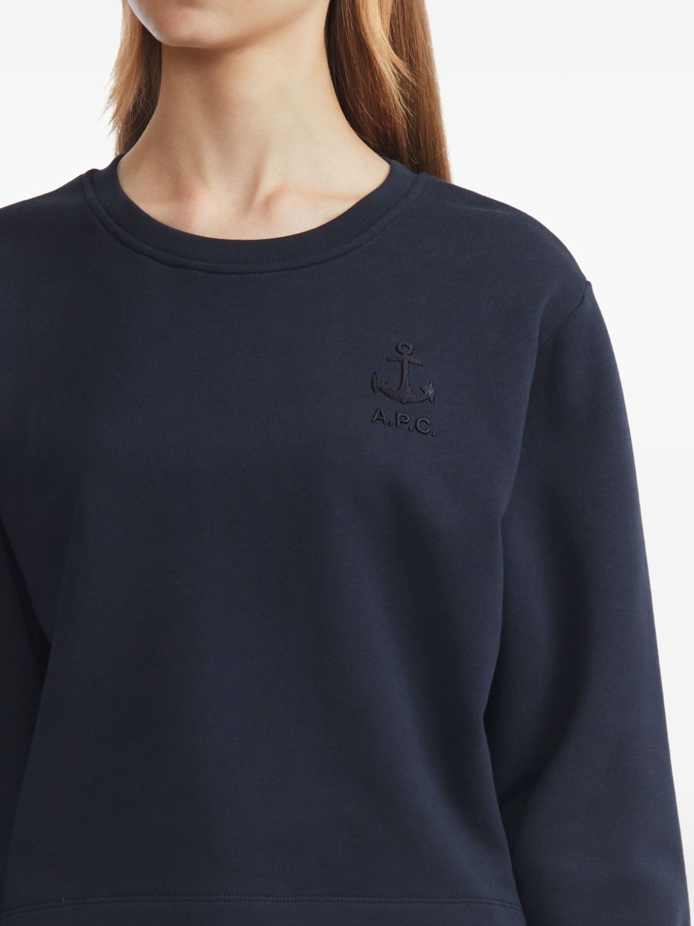 anchor-embroidered cropped sweatshirt - 5