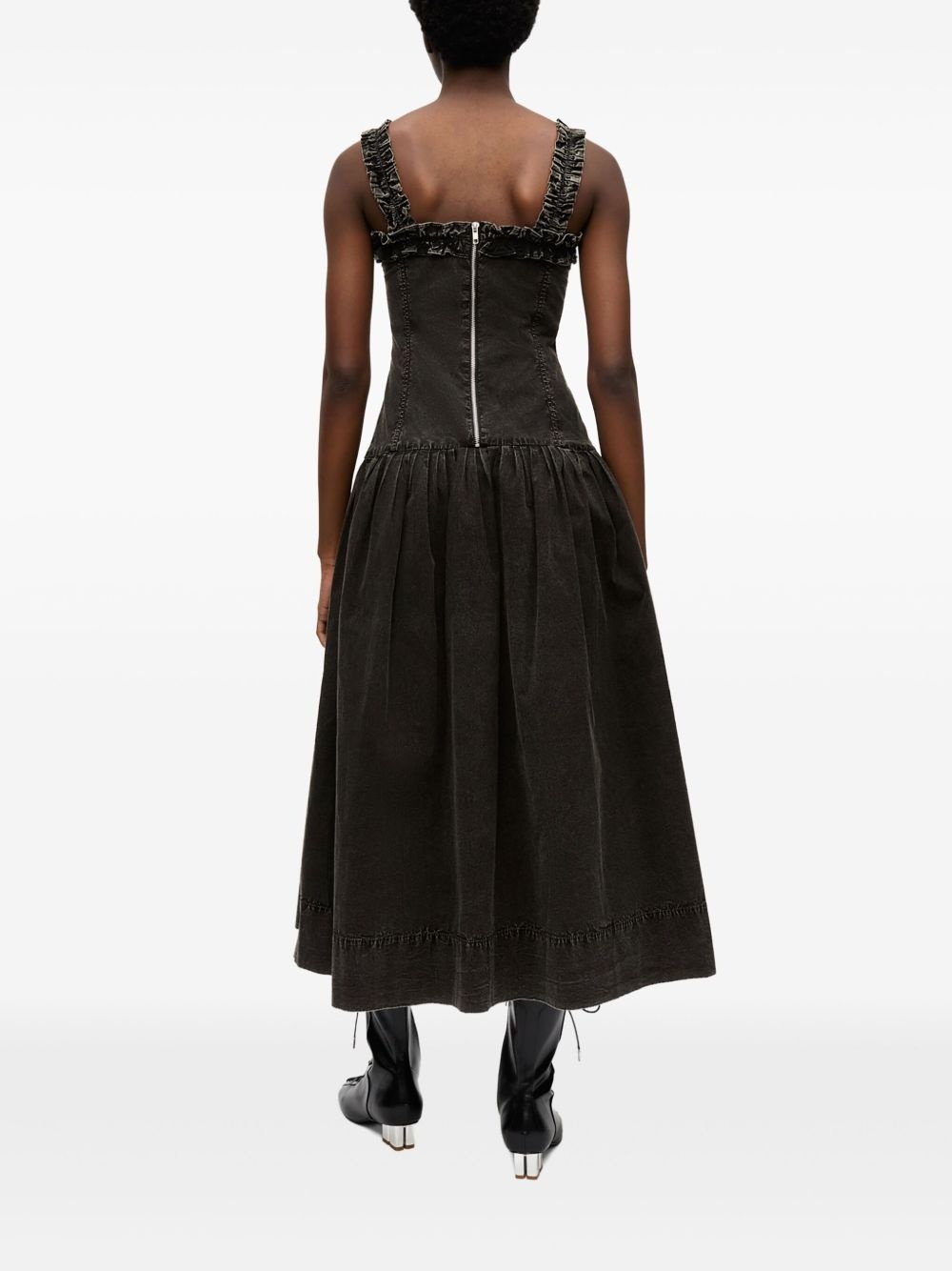 ruffle-detail midi dress - 3