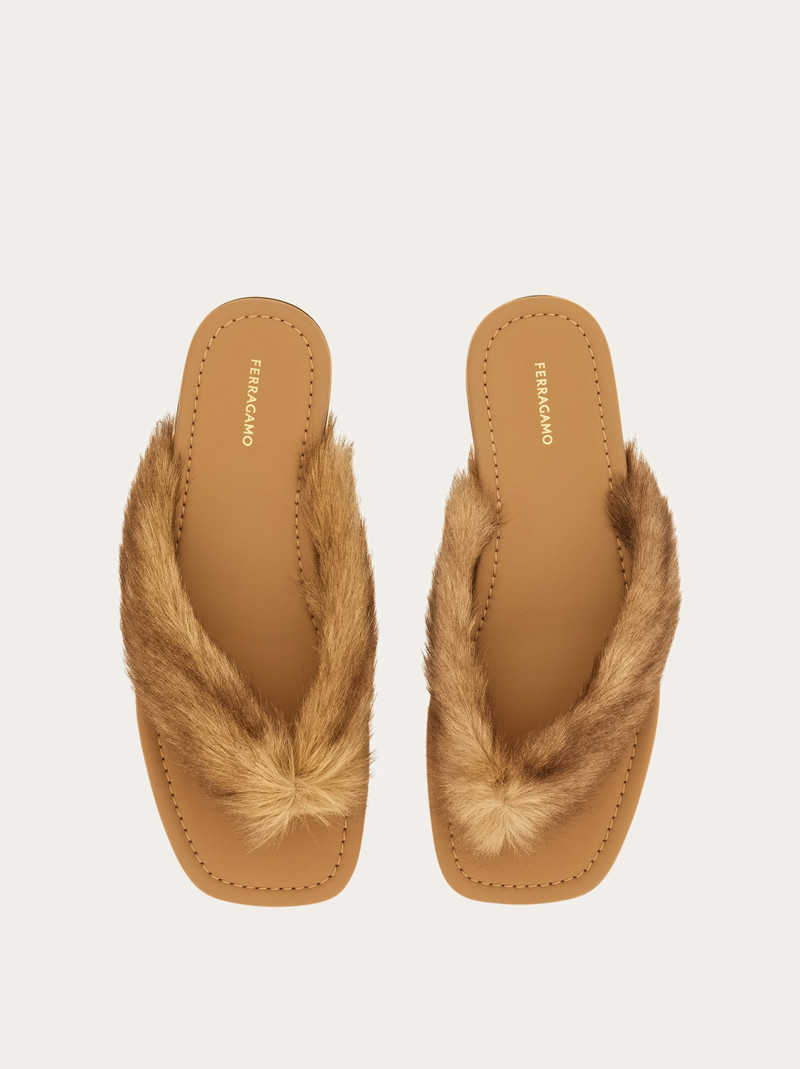 FERRAGAMO Thong sandal with fur detail outlook