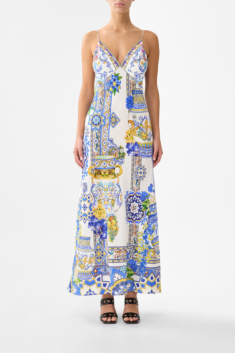 CAMILLA V NECK FULL LENGTH BIAS SLIP DRESS outlook