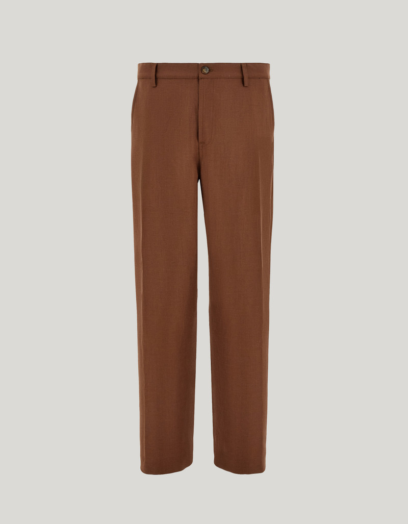 TERRACOTTA-COLORED CANALI NUVOLA TAPERED FIT COTTON CHINOS 1