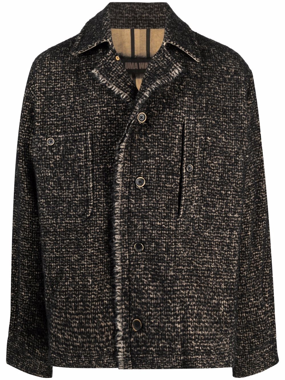 buttoned-up tweed jacket - 1