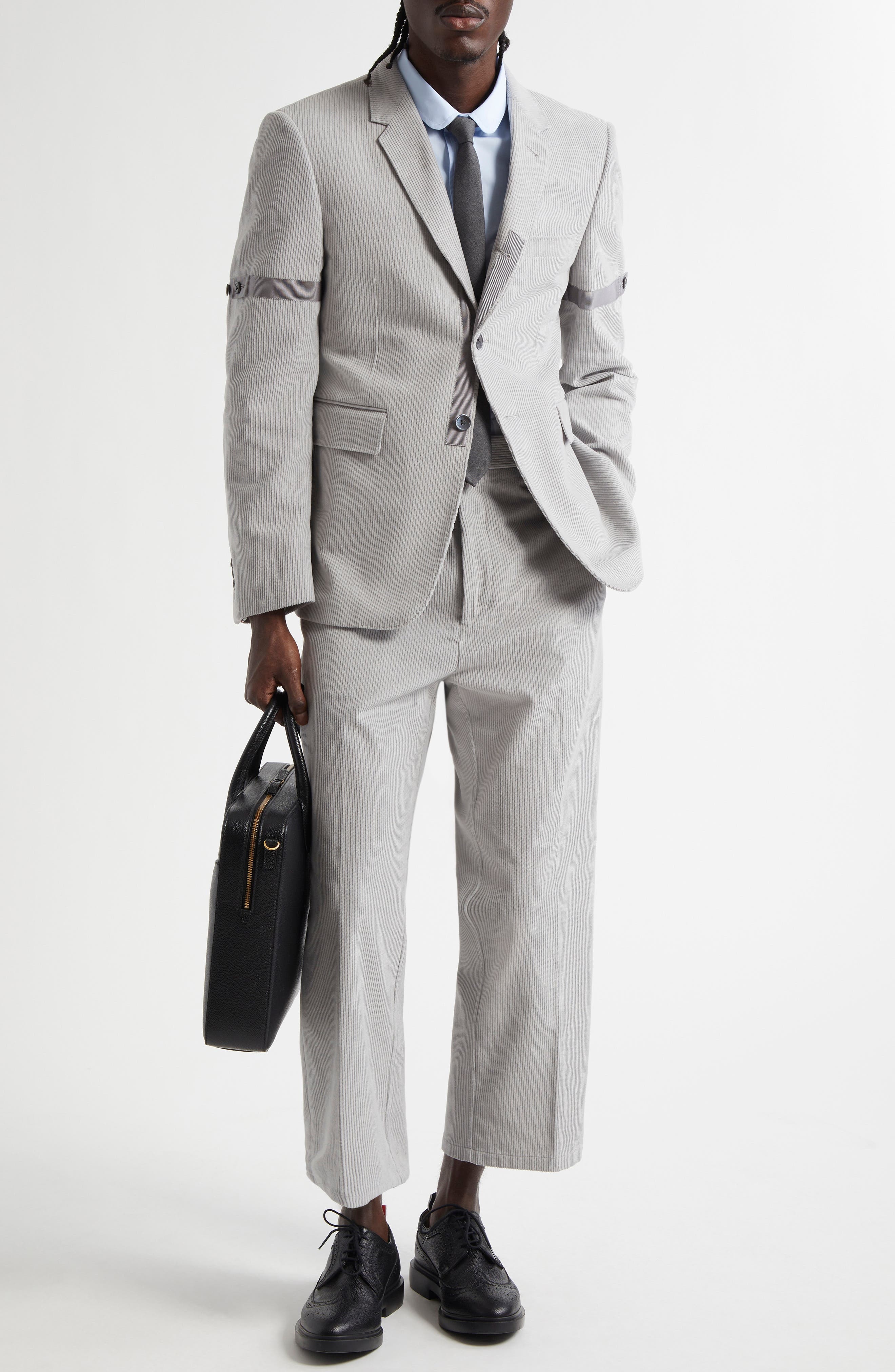 Thom Browne Fit 1 Classic Corduroy Armband Blazer in Light Grey at Nordstrom - 2