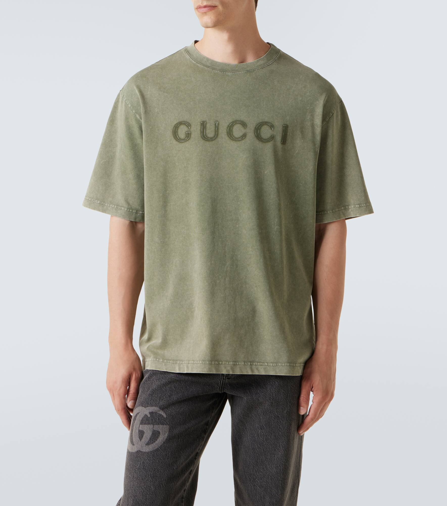 Distressed logo cotton T-shirt - 3