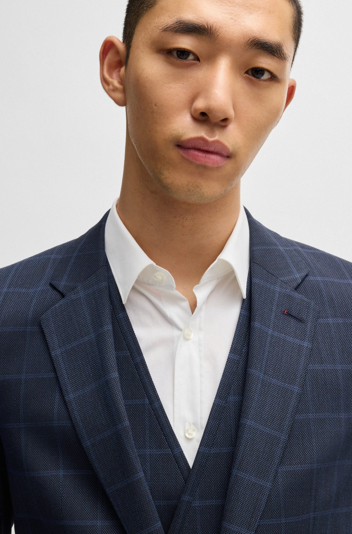 EXTRA-SLIM-FIT SUIT IN CHECKED PERFORMANCE-STRETCH CLOTH - 4