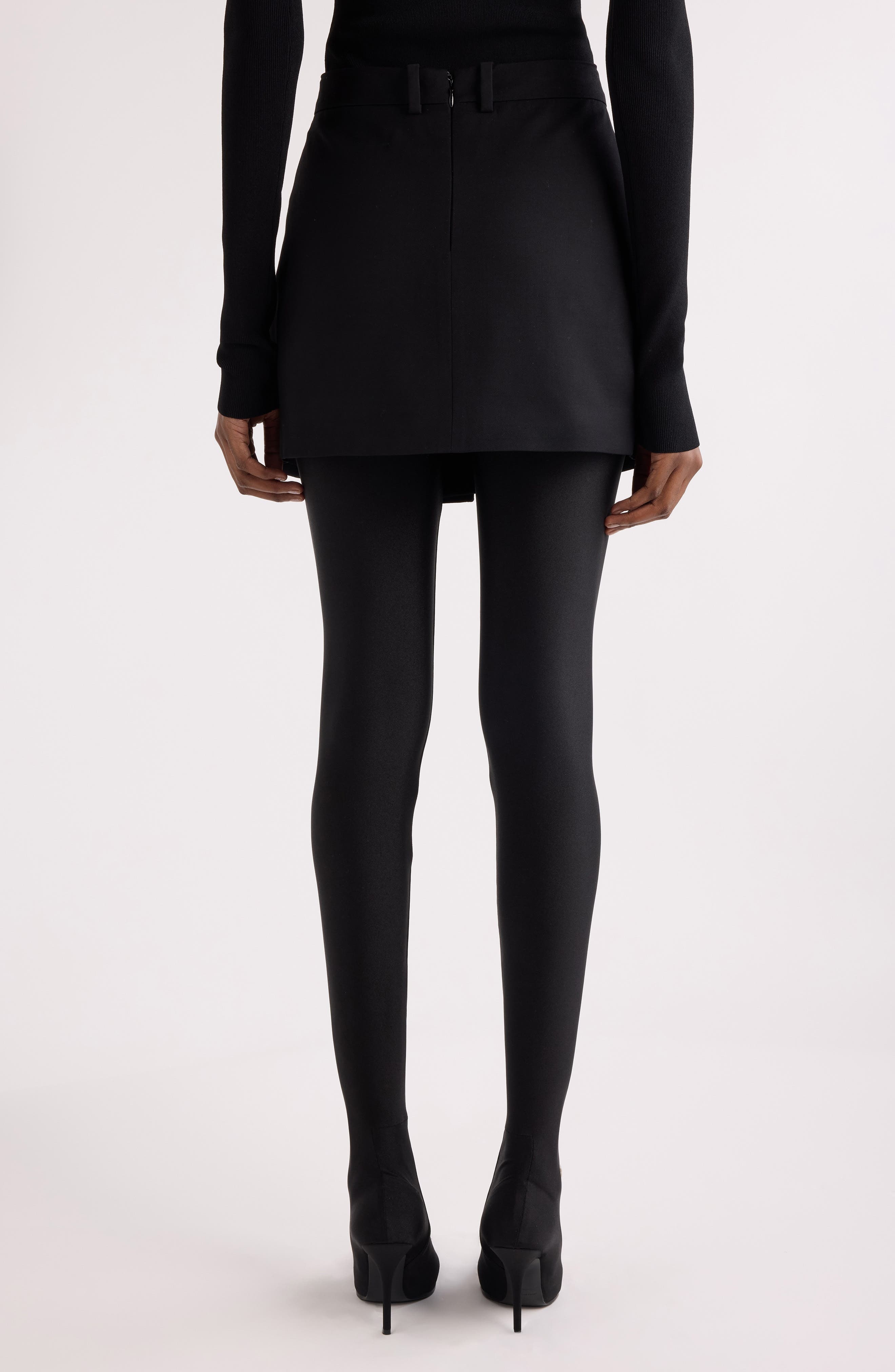 Balenciaga Tailored Twill Miniskirt in 1000 Black at Nordstrom - 3
