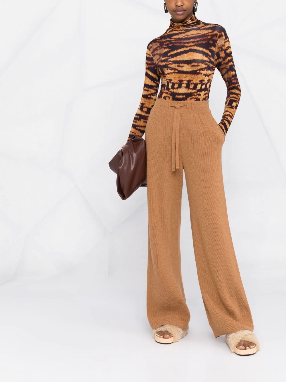 ribbed-knit wide-leg trousers - 2
