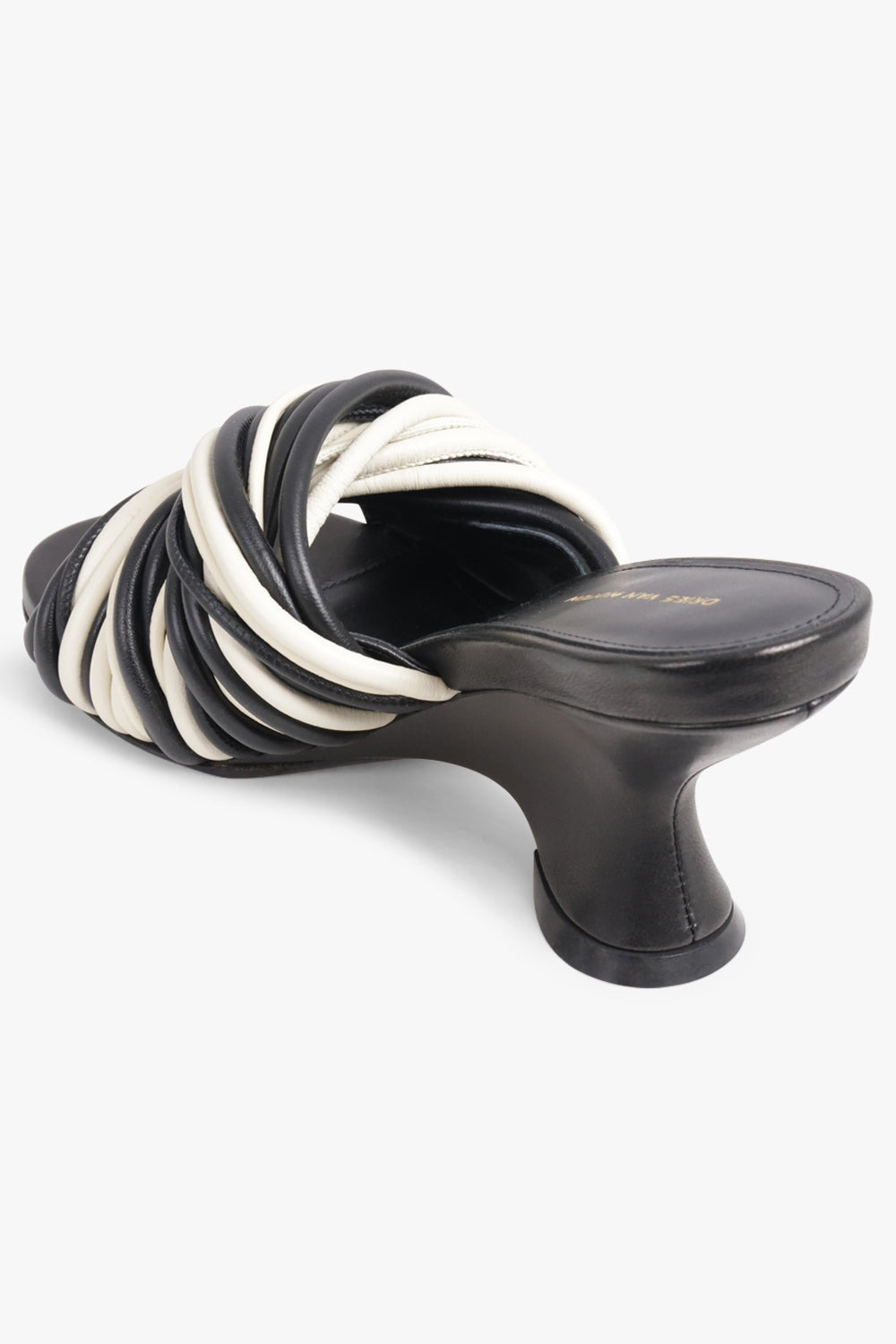 TWIST CORD 75MM OPEN TOE WEDGE MULE | BLACK/WHITE - 3