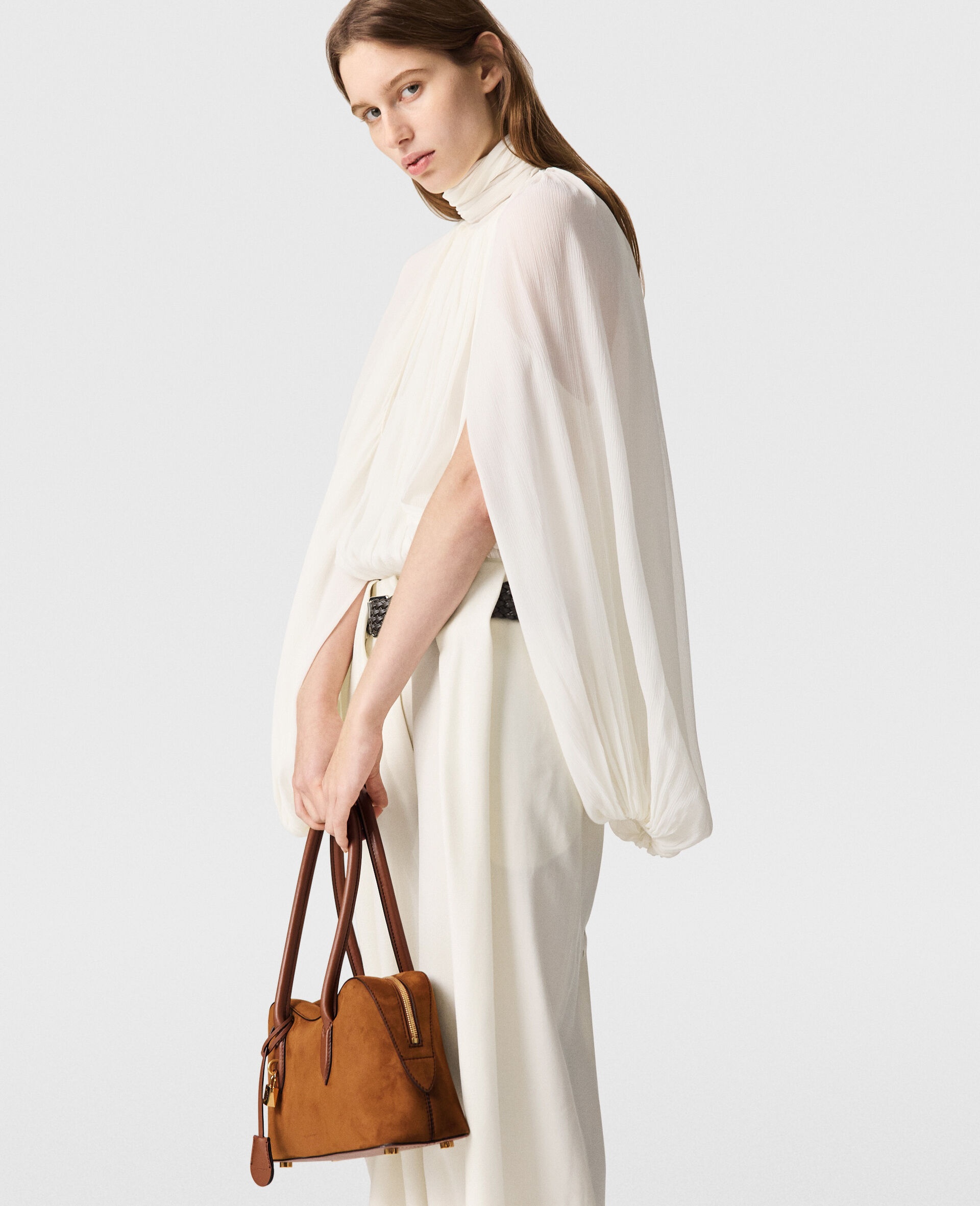 Pleated Balloon-Sleeve Top - 3