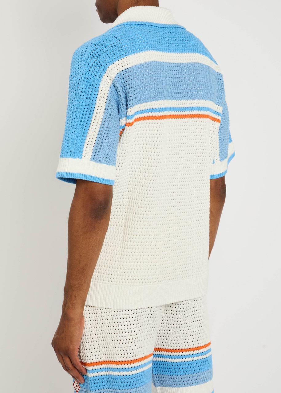 Casablanca Striped-crochet Cotton Shirt - 3