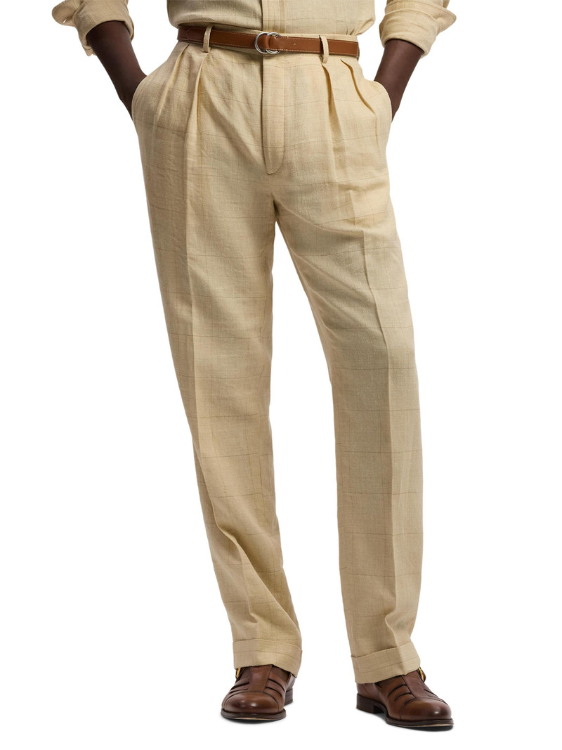 Men's Glenn Hand-Tailored Windowpane Trousers - Classic Tan 3