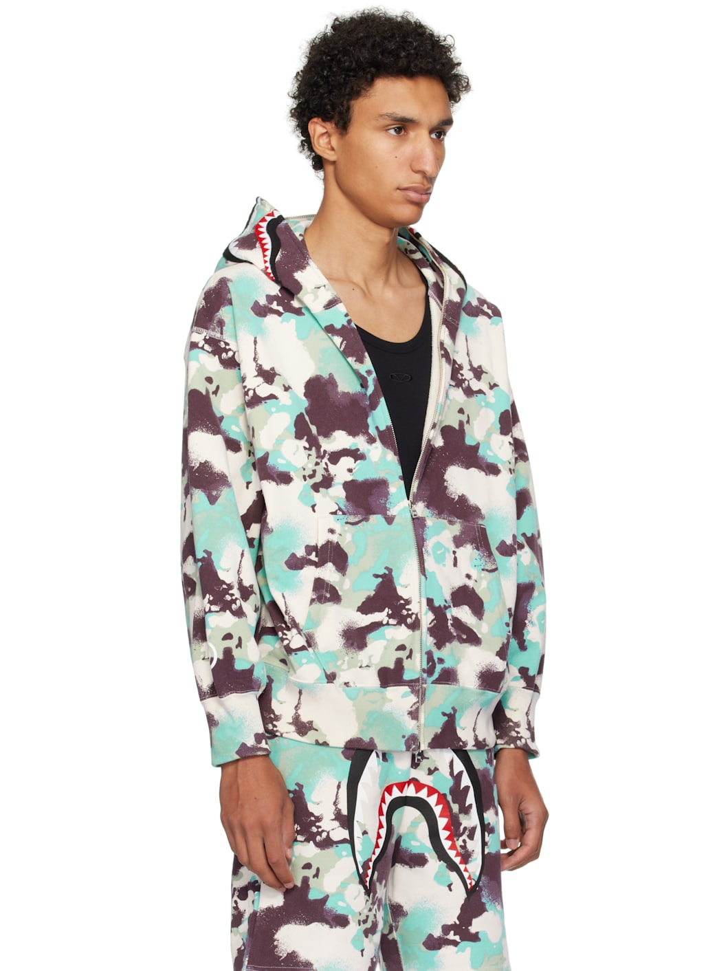 Blue & Purple Map Camo Shark Full Zip Hoodie - 2