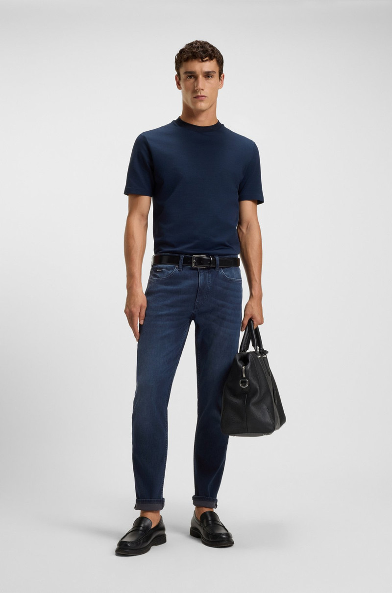 BOSS DELAWARE SLIM-FIT JEANS IN BLUE KNITTED DENIM outlook