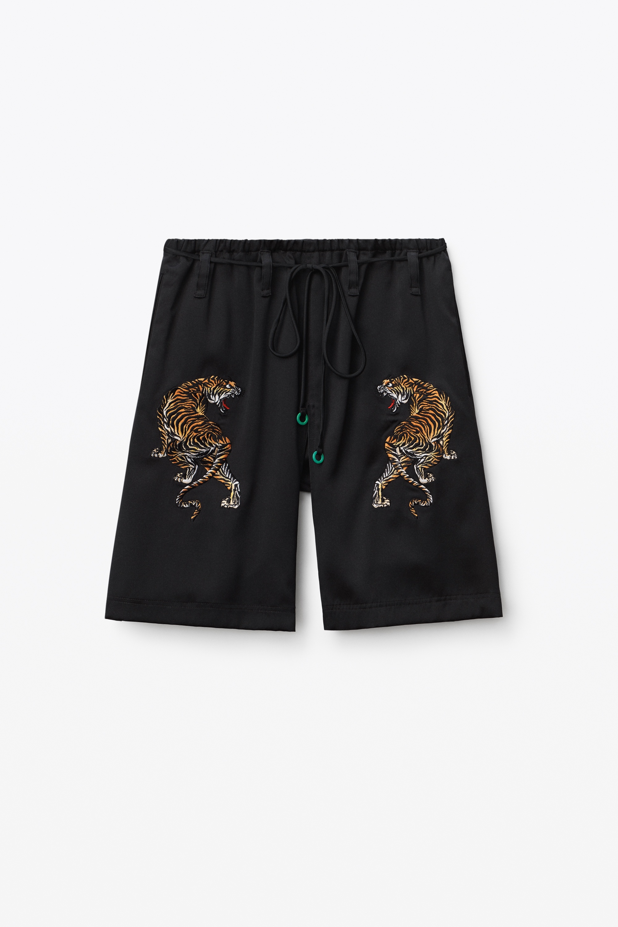 TIGER EMBROIDERY SHORT IN SILK CHARMEUSE - 1