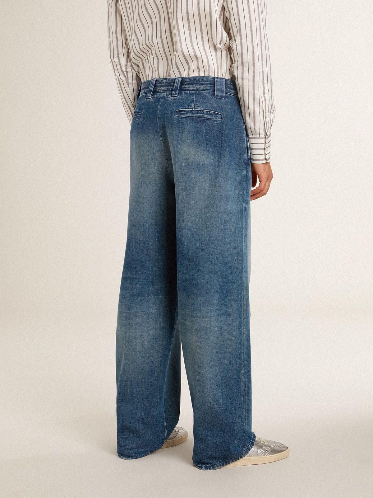 Men's denim chinos with distressed details - 4