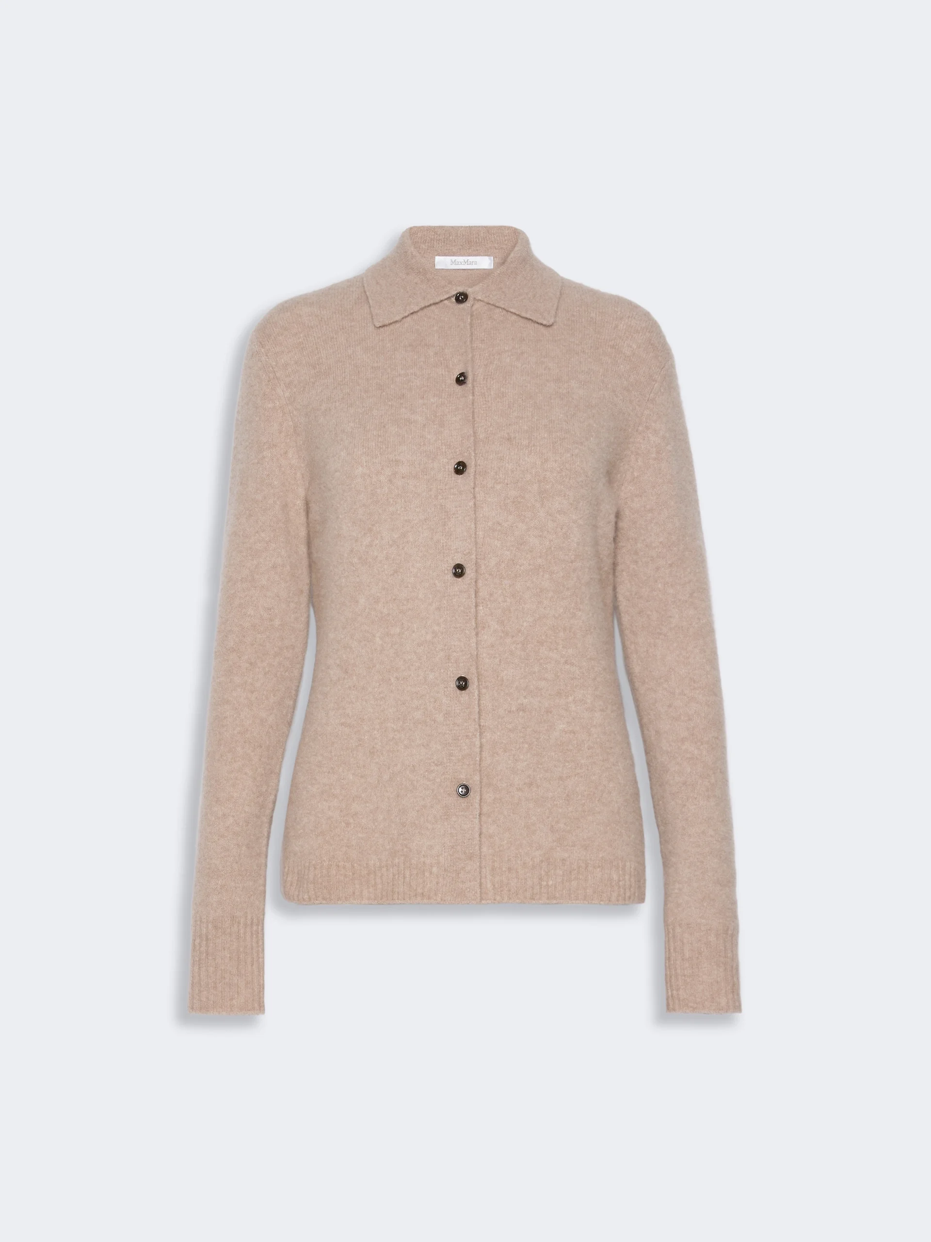 DURANTE Cashmere yarn shirt-cut cardigan - SAND - 1