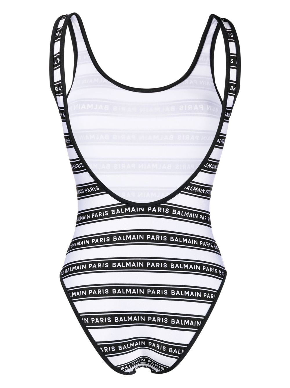 striped logo-print swimsuit - 2