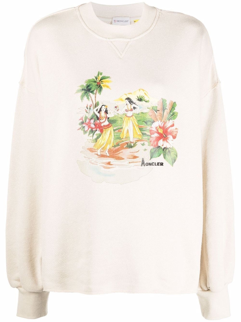 x Moncler tropical-print sweatshirt 1