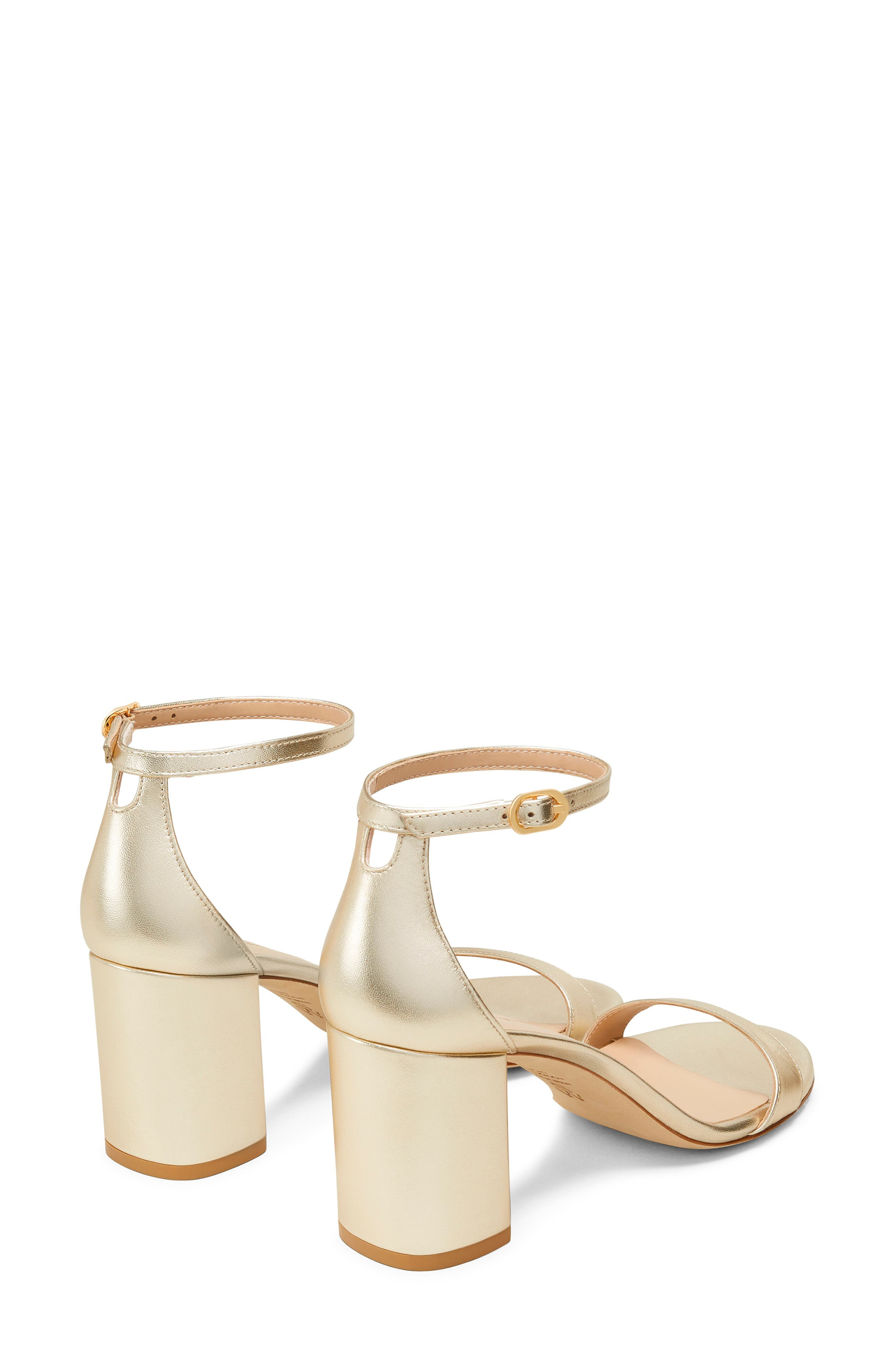 Stuart Weitzman Nudist Block 75 Sandal in Light Gold at Nordstrom - 3