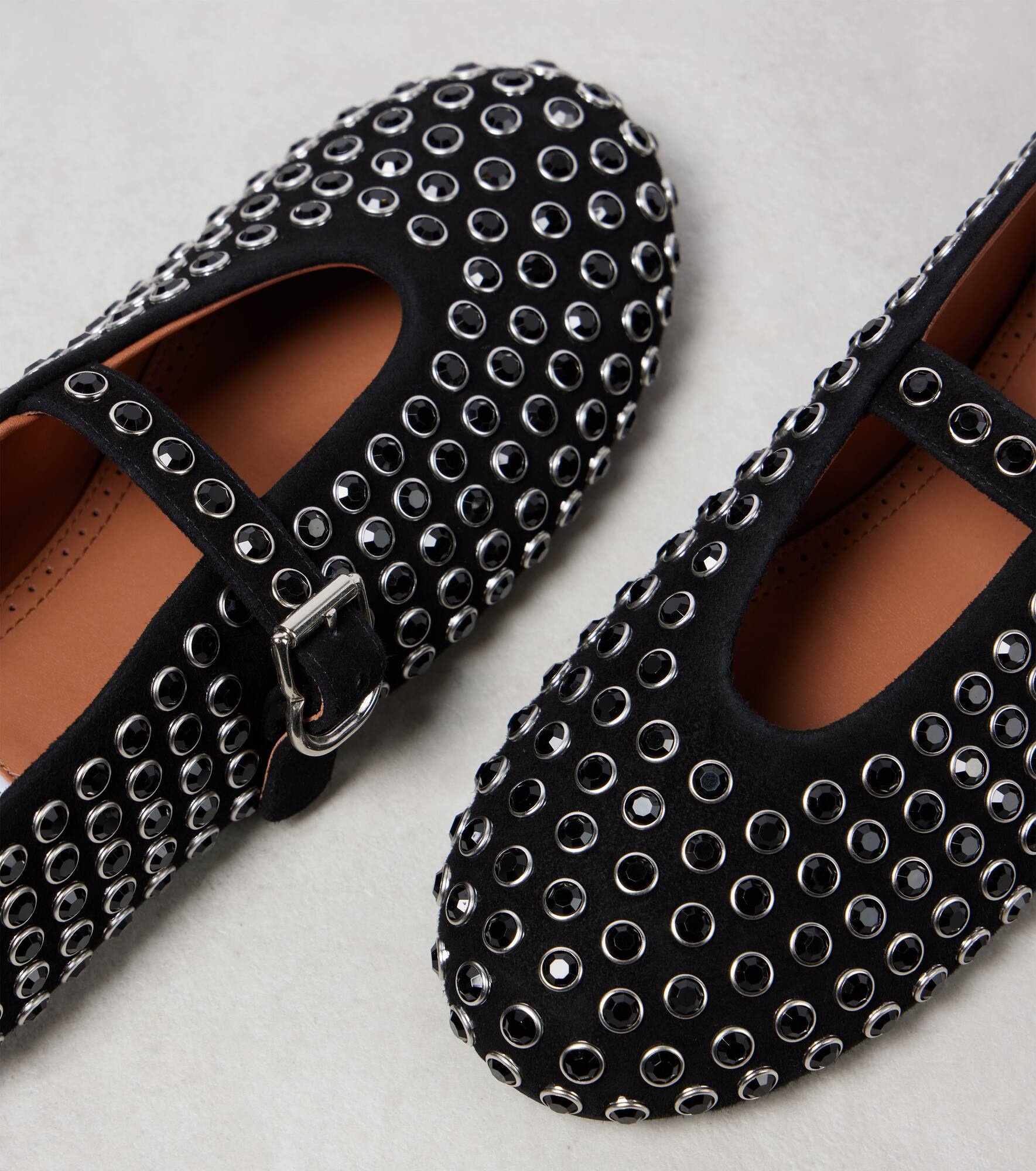 Crystal-embellished suede ballet flats - 5