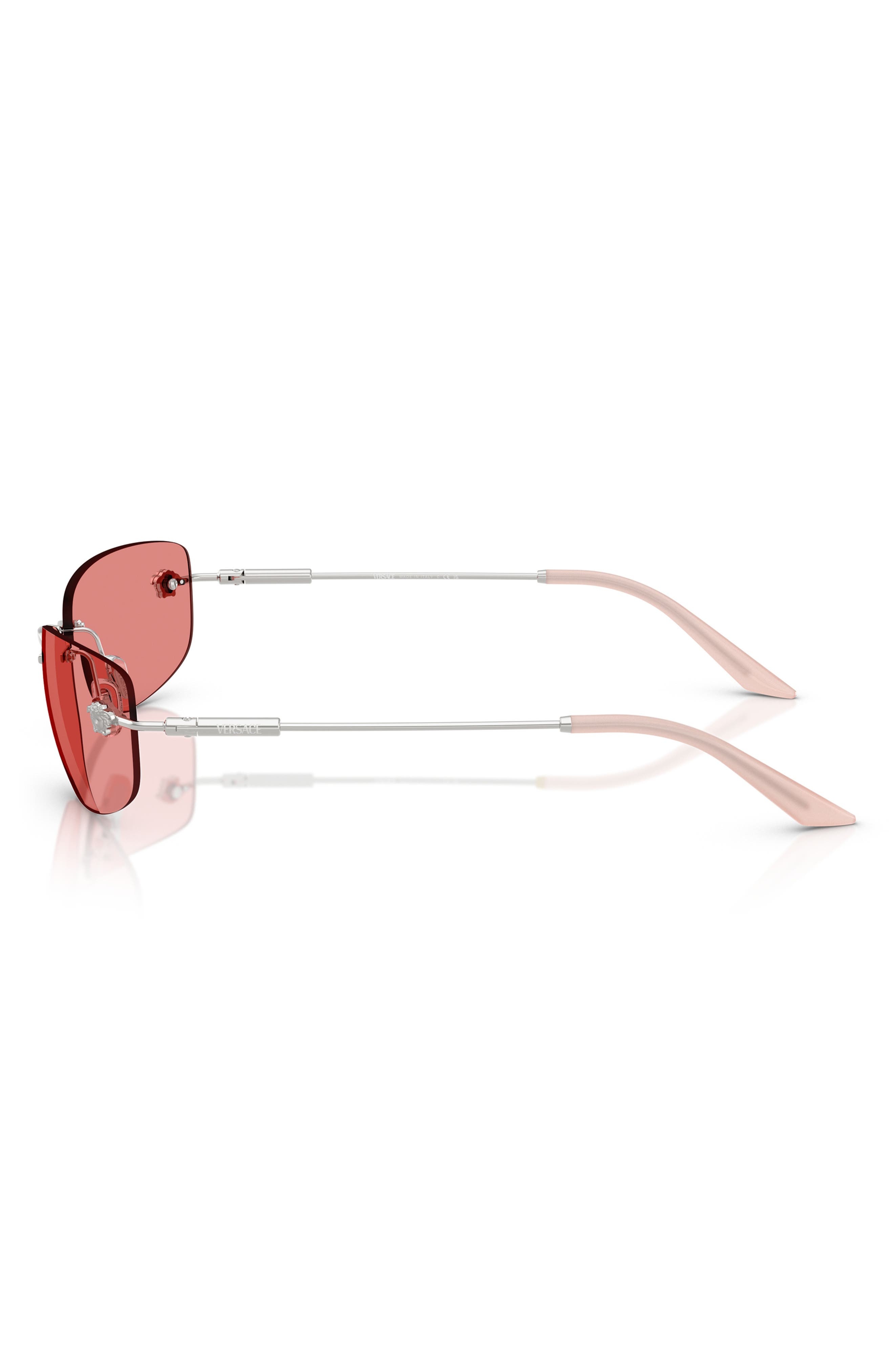 Versace 60mm Rectangular Sunglasses in Silver/Rose at Nordstrom - 3