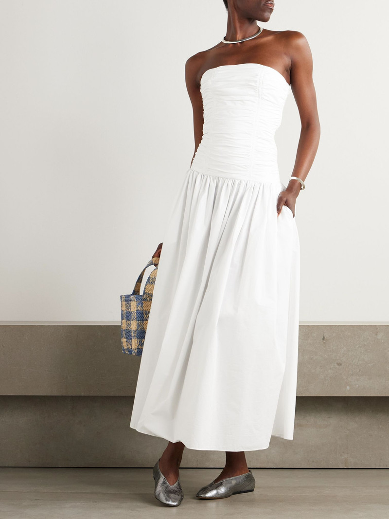 MATTEAU Strapless organic cotton-poplin maxi dress White outlook