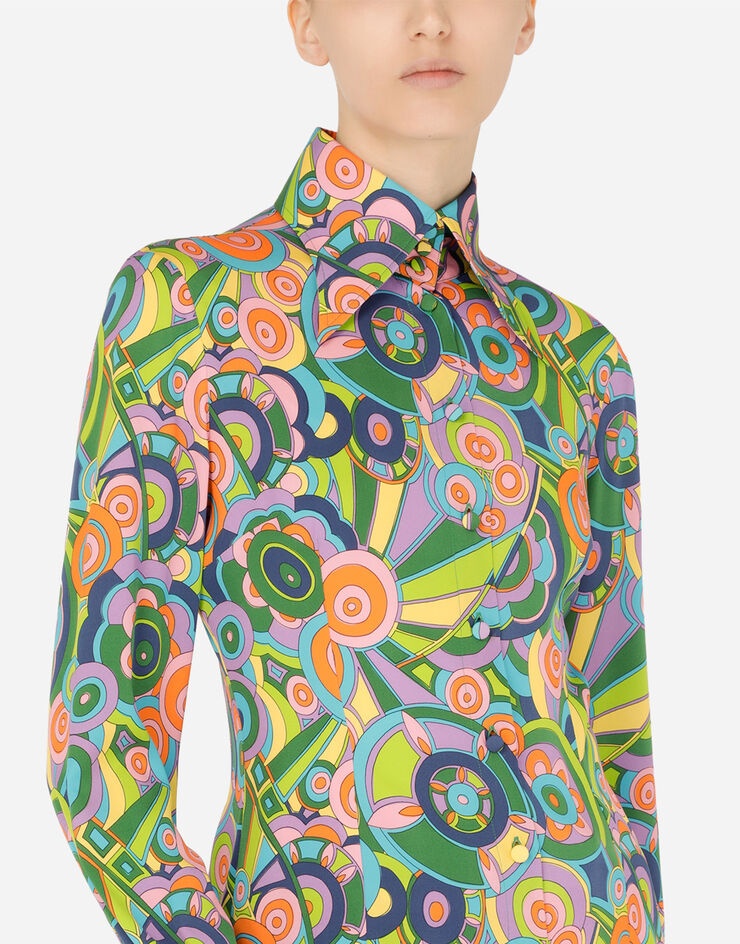 60s-print charmeuse shirt - 4