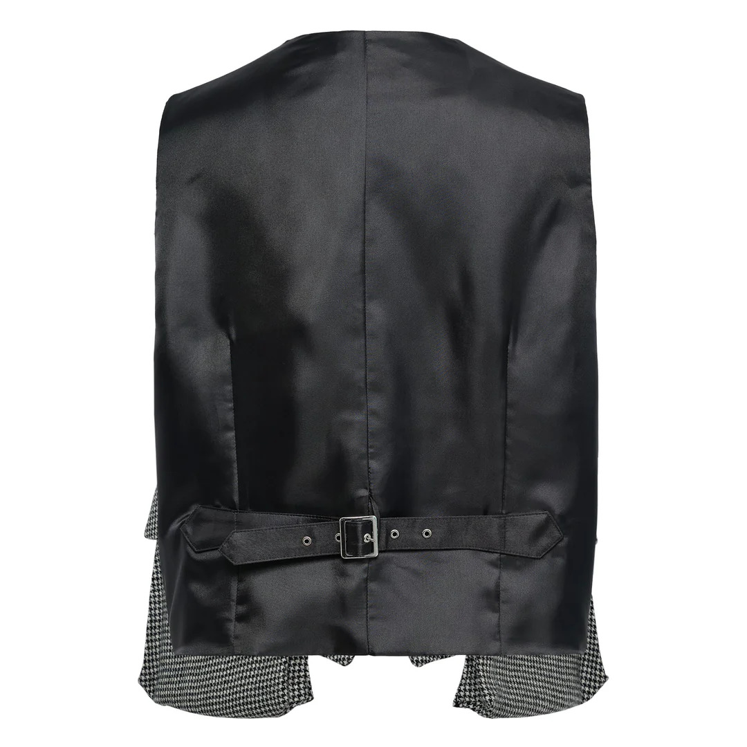 Hounds Tooth Pattern Wool Vest - 2