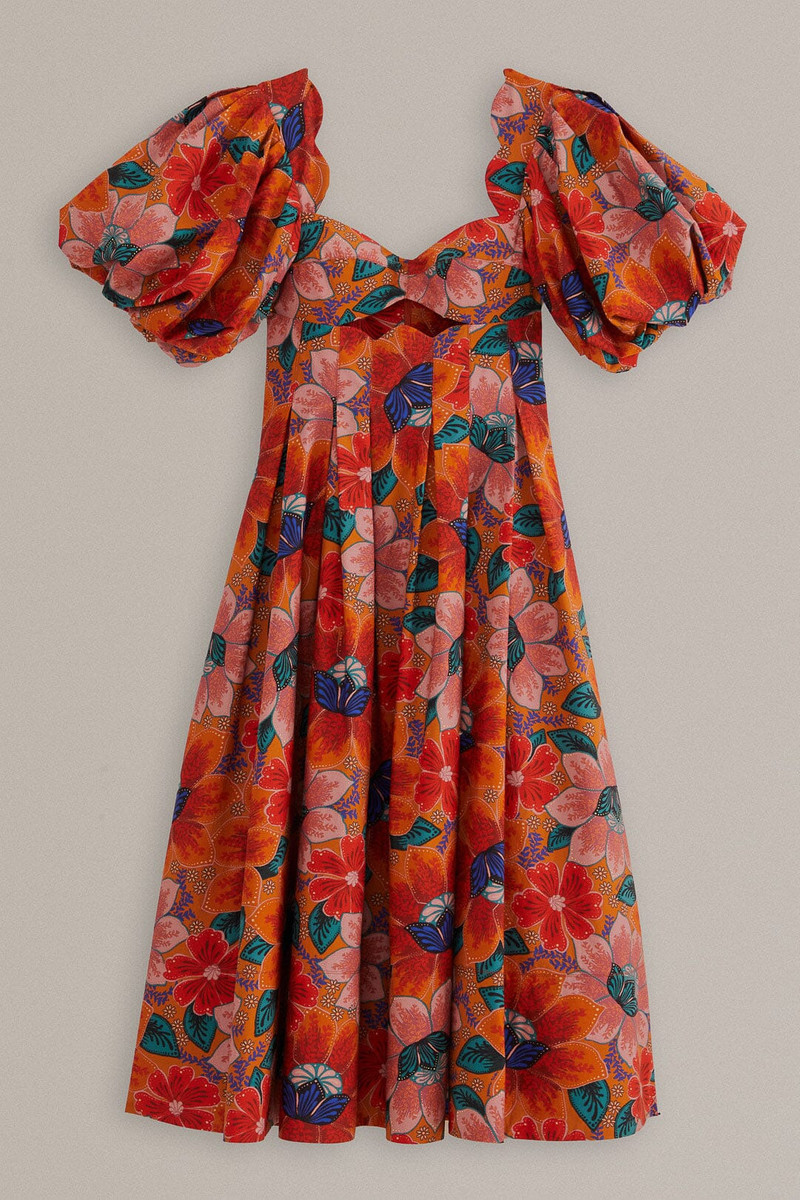 Orange Marias Floral Cut-Out Midi Dress 8